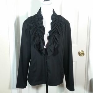 Ashley Stewart Black Black Ruffled Jacket 20W 2X
